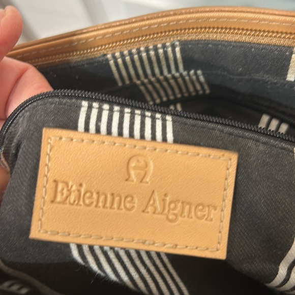 ÉTIENNE AIGNER CANVAS TOTE SHOULDER BAG IN BLACK AND TAN COLOURS - Picture 6 of 9